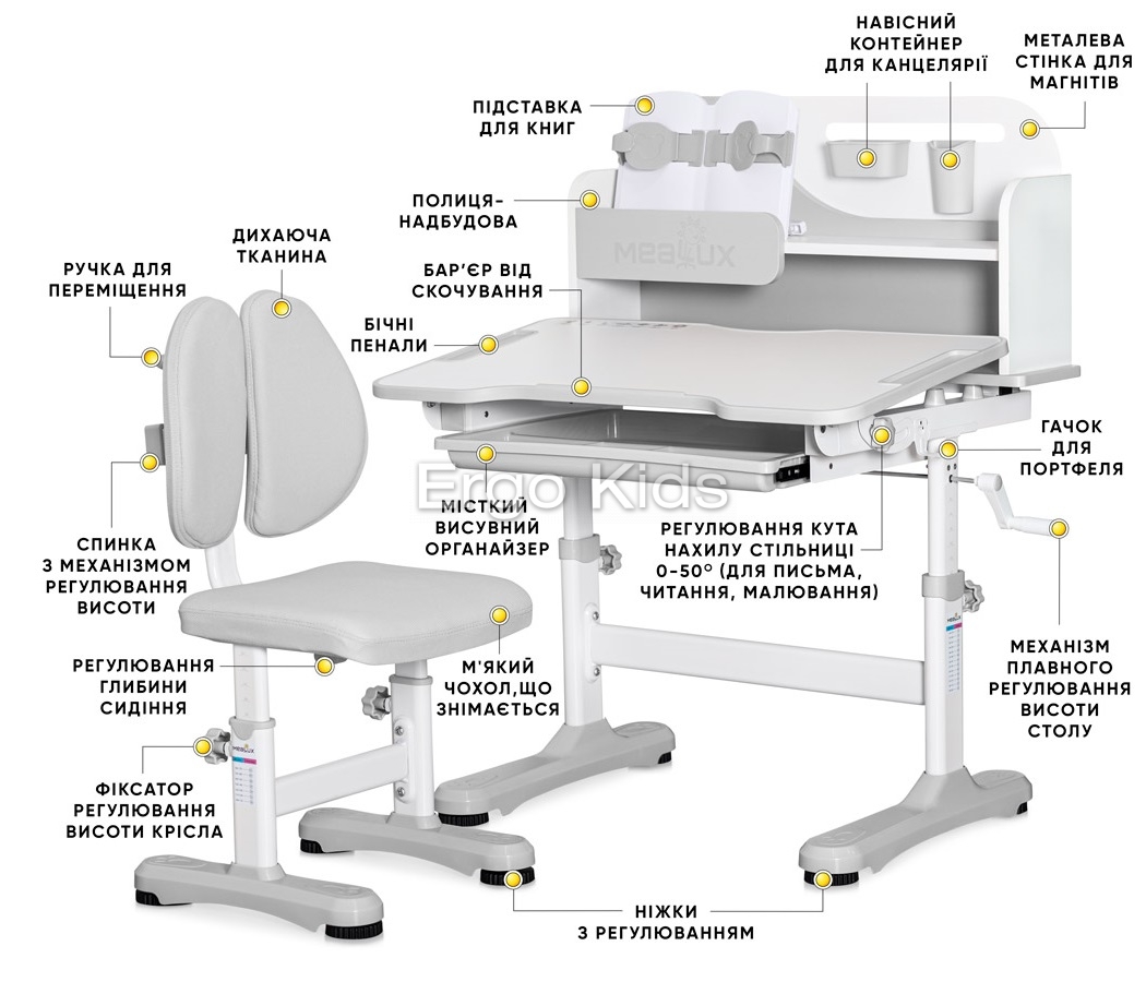 Комплект парта зі стільцем Mealux Wave BD-31