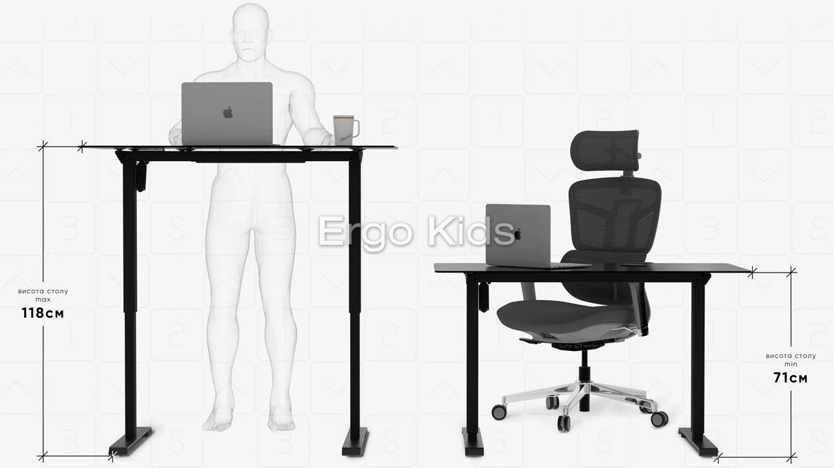 Стіл Mealux з електрорегулюванням висоти PowerDesk Evo-201 Glass